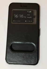 Кожен калъф тефтер стойка и клипс FLEXI DUAL View за LG K10 2017 M250 черен